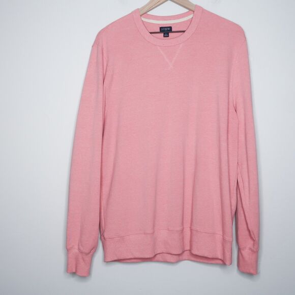 J.Crew Mens Crewneck Sweater Large Pink Casual Pullover Cotton Blend Soft Preppy - Picture 2 of 10